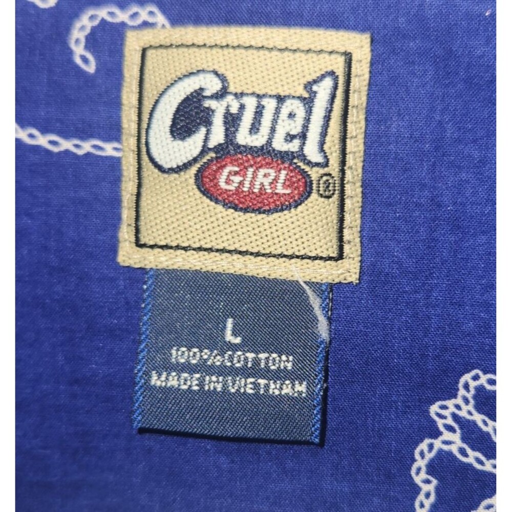 Cruel Girl Royal Blue Western Style Floral Pearl Snap Shirt Women's LARGE - Picture 2 of 8